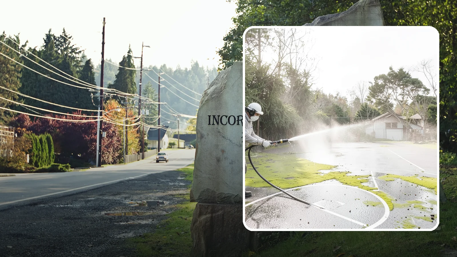 Basketball Court Cleaning in Wilkeson, Pierce County, WA - We clean residential and community basketball courts, clearing the moss and algae that make Washington sport surfaces dangerously...