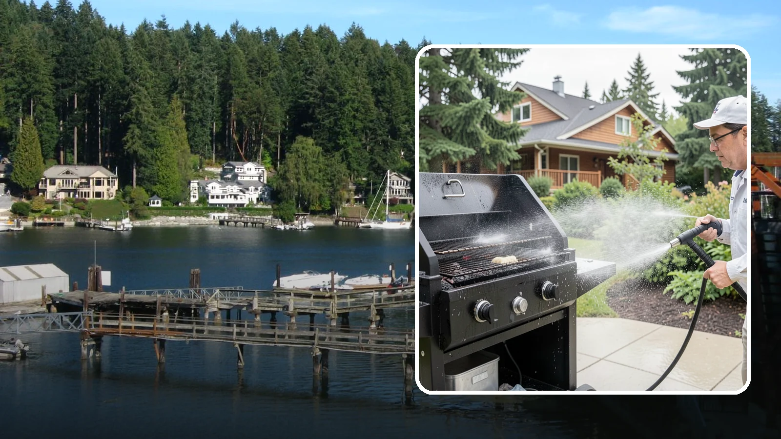 BBQ Grill Cleaning in Gig Harbor, Pierce County, WA - We degrease grates, burners, and exterior housings so your grill is safe and ready for that rare Washington sunny cookout.