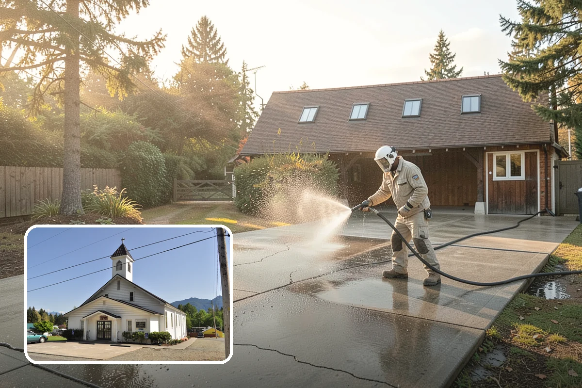 Berry Stain Removal in Concrete, Skagit County, WA - Lifts stubborn purple and red berry pigment