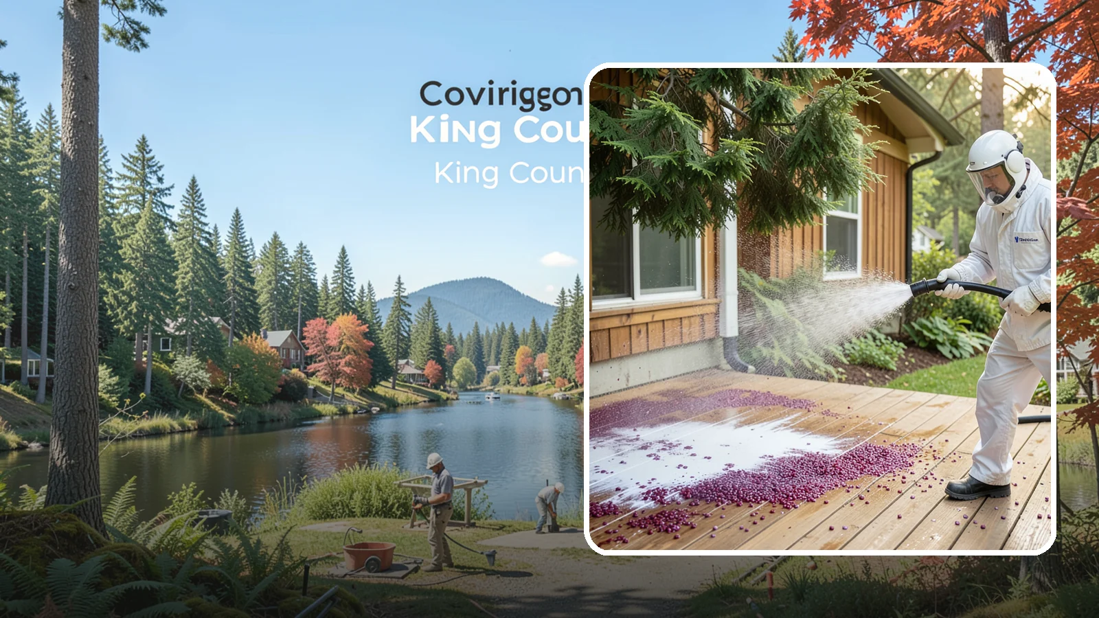 Berry Stain Removal in Covington, King County, WA - Removal of purple and red berry stains that birds and overhanging shrubs drop onto decks, patios, and walkways.