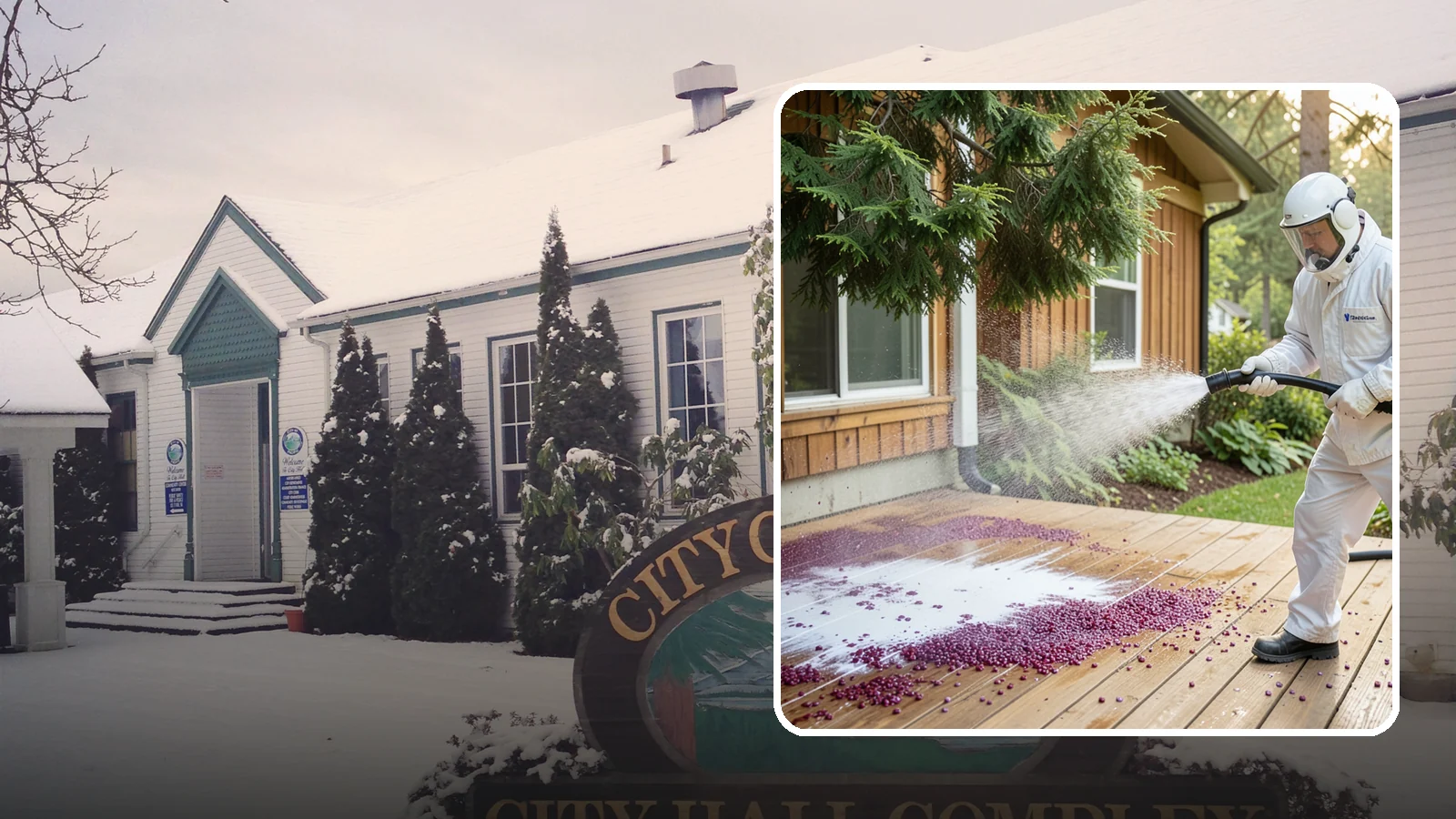 Berry Stain Removal in Pacific, King County, WA - Removal of purple and red berry stains that birds and overhanging shrubs drop onto decks, patios, and walkways.