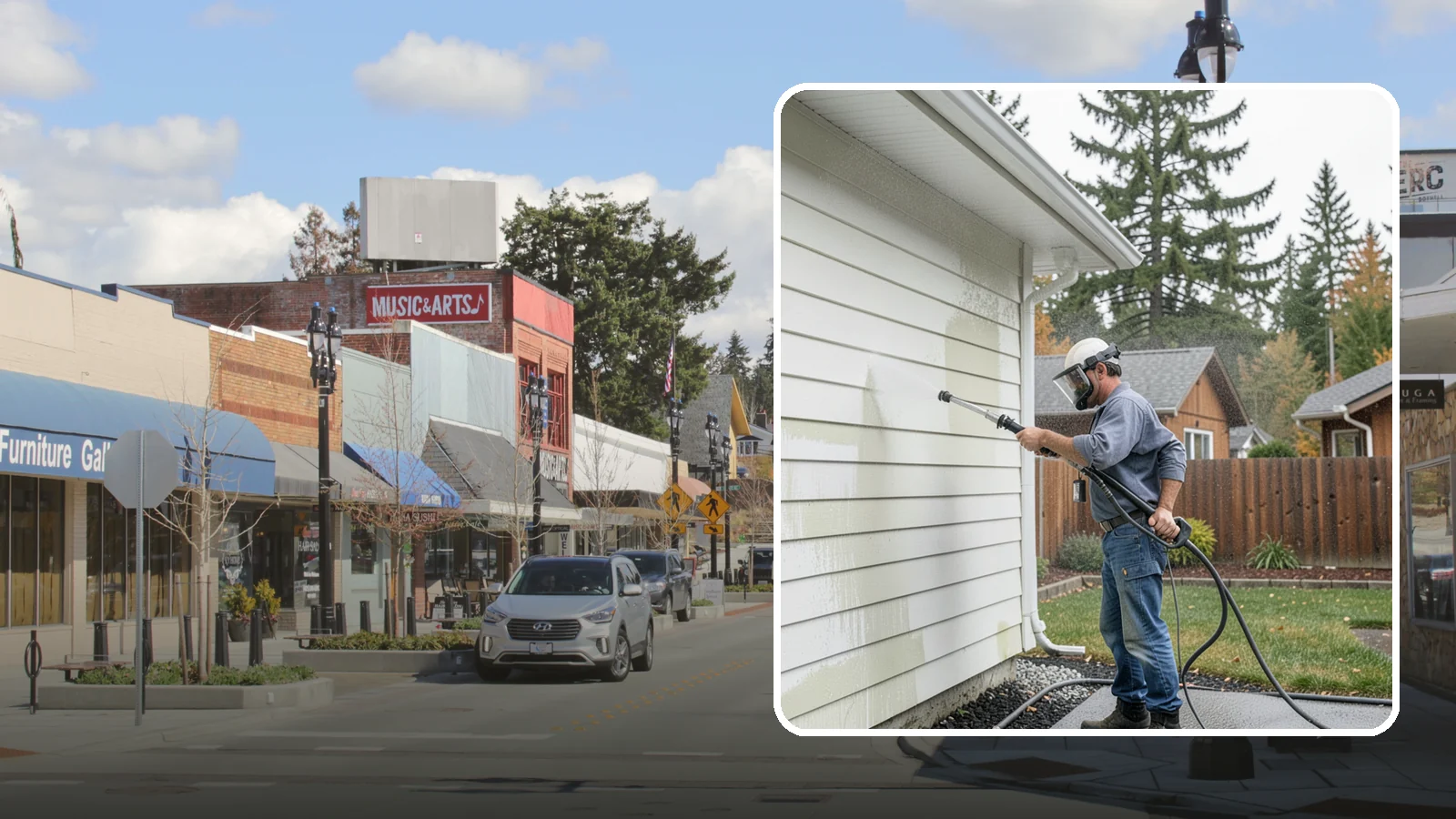 Biannual House Washing in Bothell, King County, WA - Biannual house washing cleans your home's exterior twice a year to stay ahead of the algae and film that build fast in a wet...