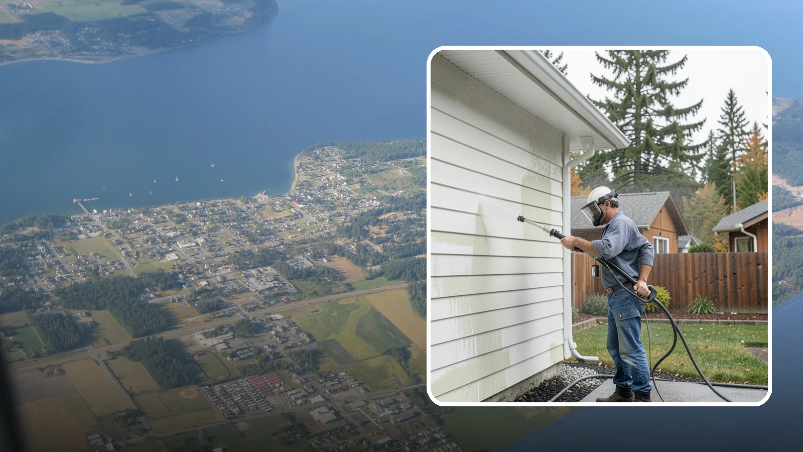 Biannual House Washing in Coupeville, Island County, WA - Biannual house washing cleans your home's exterior twice a year to stay ahead of the algae and film that build fast in a wet...