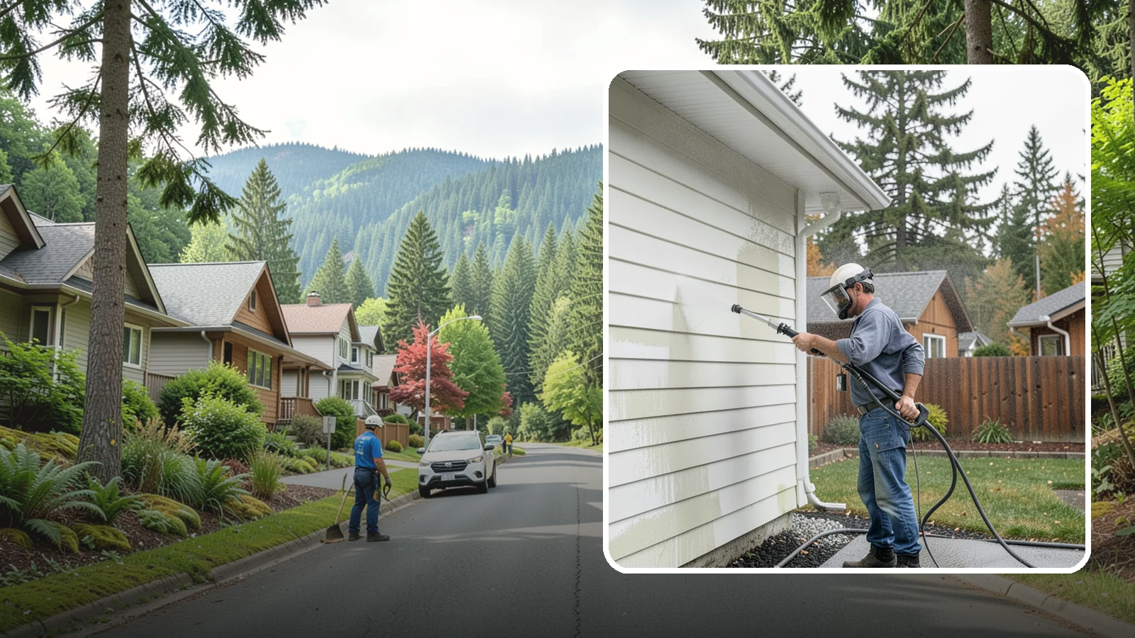 Biannual House Washing in Darrington, Snohomish County, WA - Biannual house washing cleans your home's exterior twice a year to stay ahead of the algae and film that build fast in a wet...