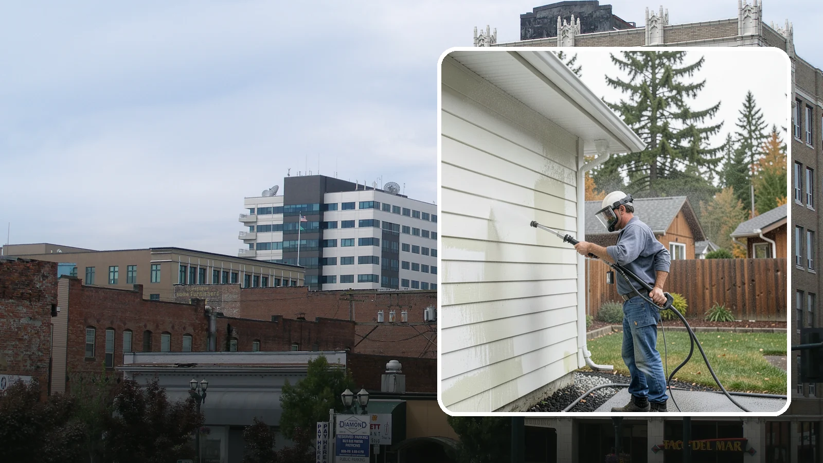 Biannual House Washing in Everett, Snohomish County, WA - Biannual house washing cleans your home's exterior twice a year to stay ahead of the algae and film that build fast in a wet...