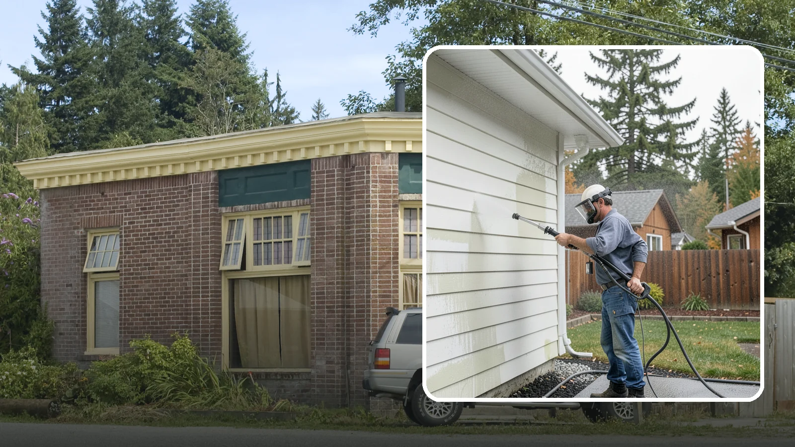 Biannual House Washing in Hamilton, Skagit County, WA - Biannual house washing cleans your home's exterior twice a year to stay ahead of the algae and film that build fast in a wet...