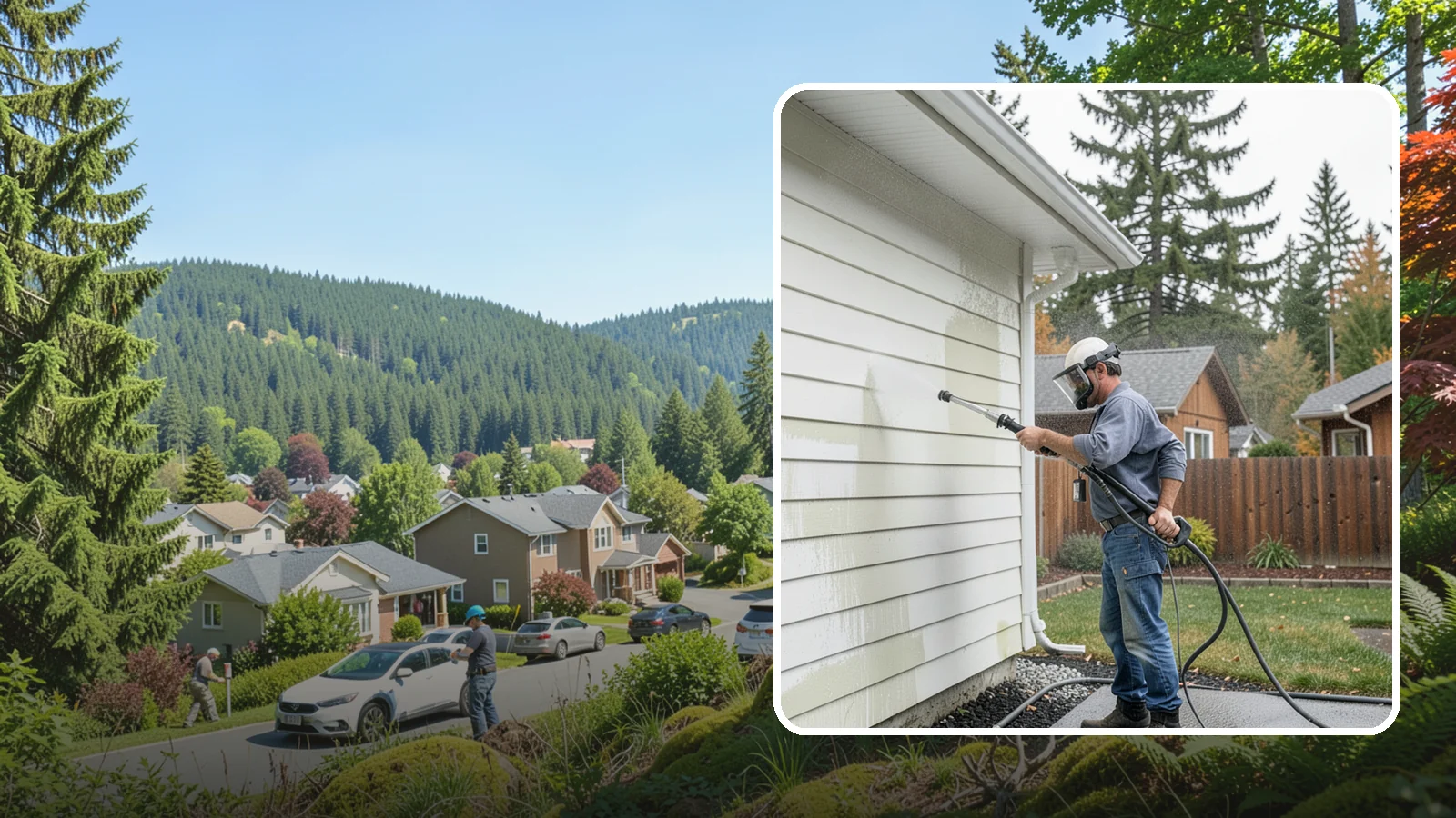 Biannual House Washing in Index, Snohomish County, WA - Biannual house washing cleans your home's exterior twice a year to stay ahead of the algae and film that build fast in a wet...