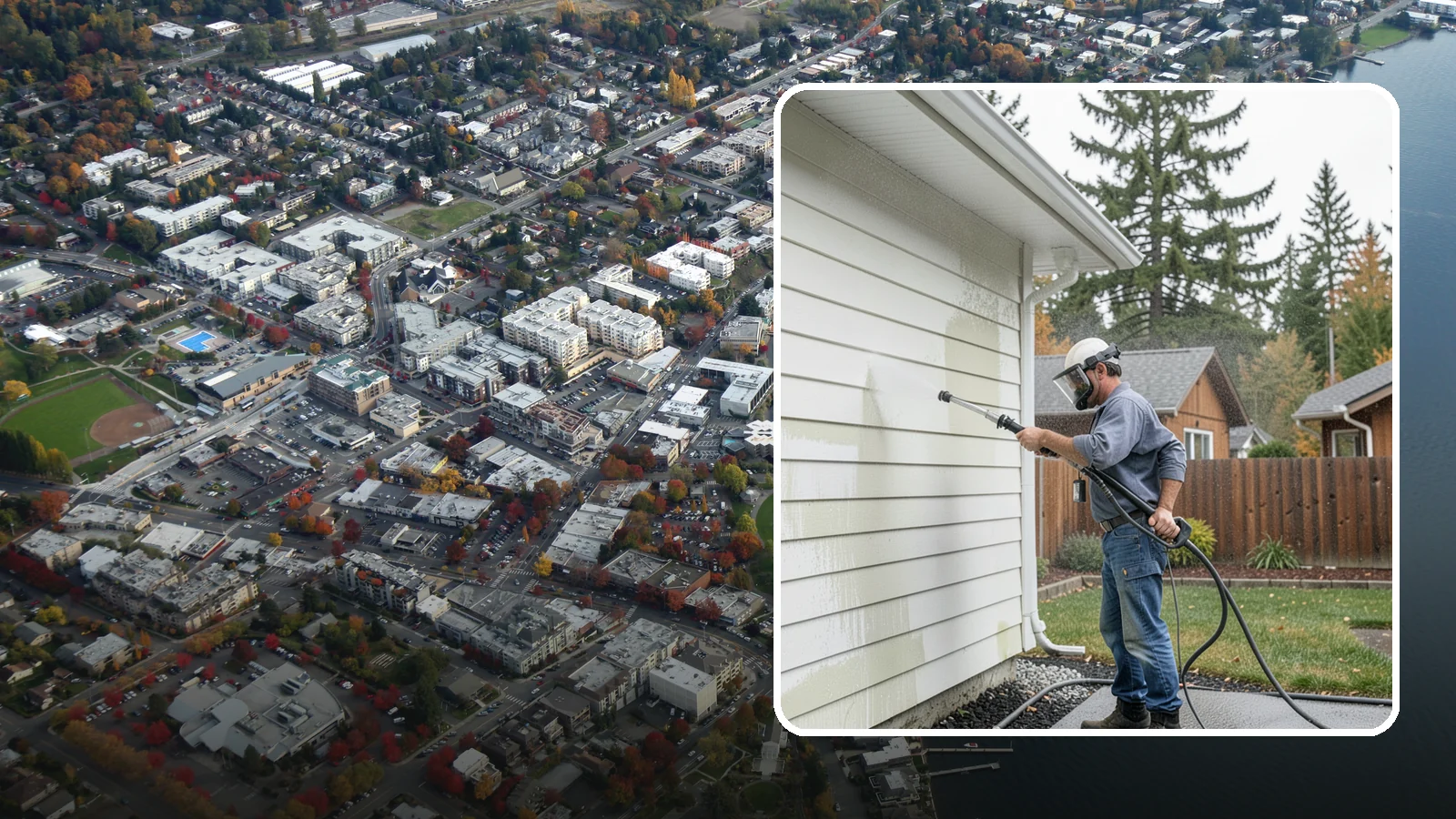 Biannual House Washing in Kirkland, King County, WA - Biannual house washing cleans your home's exterior twice a year to stay ahead of the algae and film that build fast in a wet...
