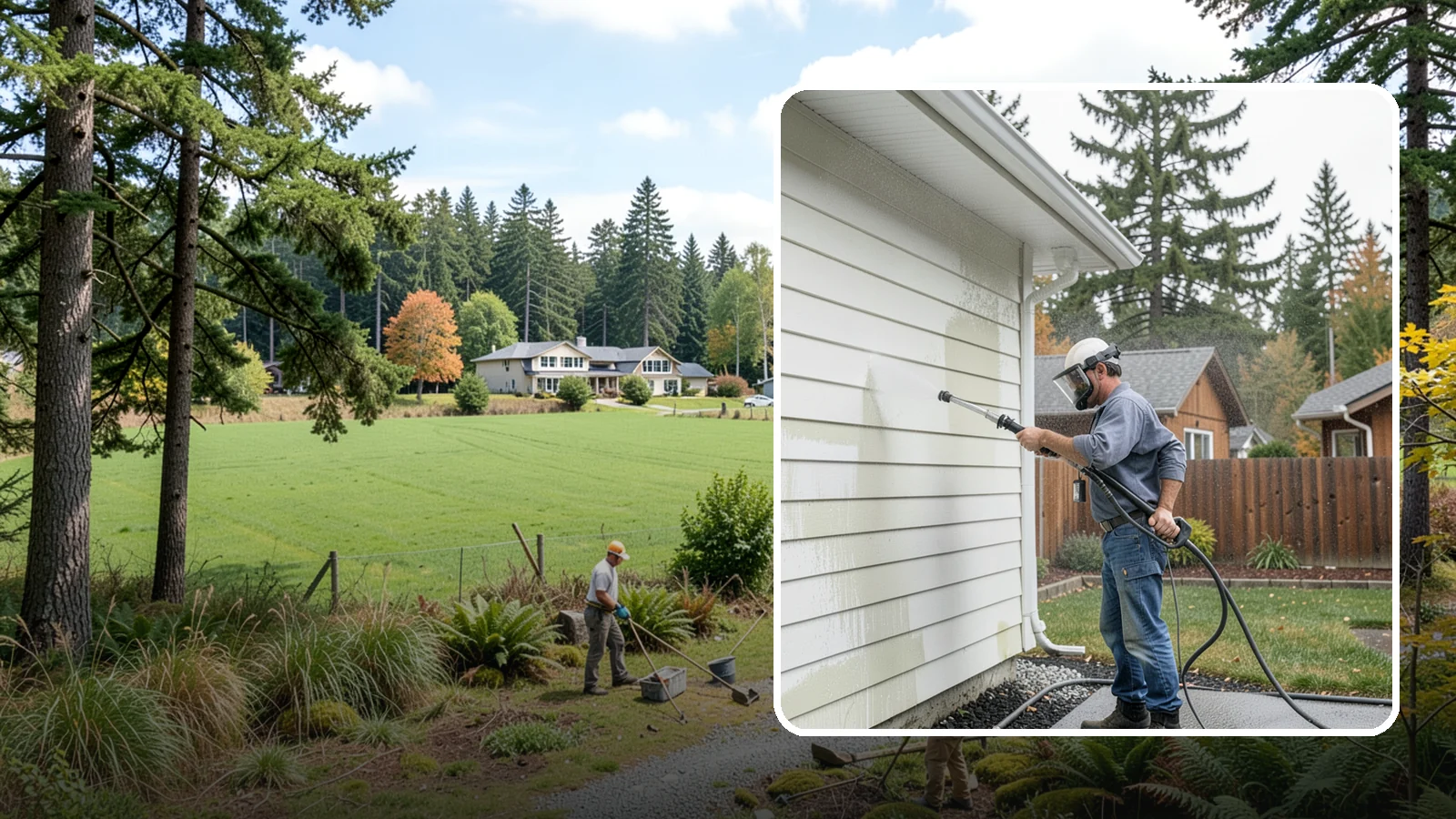 Biannual House Washing in Lyman, Skagit County, WA - Biannual house washing cleans your home's exterior twice a year to stay ahead of the algae and film that build fast in a wet...