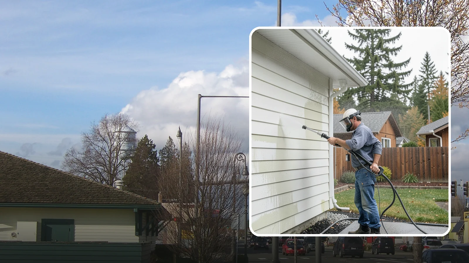 Biannual House Washing in Marysville, Snohomish County, WA - Biannual house washing cleans your home's exterior twice a year to stay ahead of the algae and film that build fast in a wet...