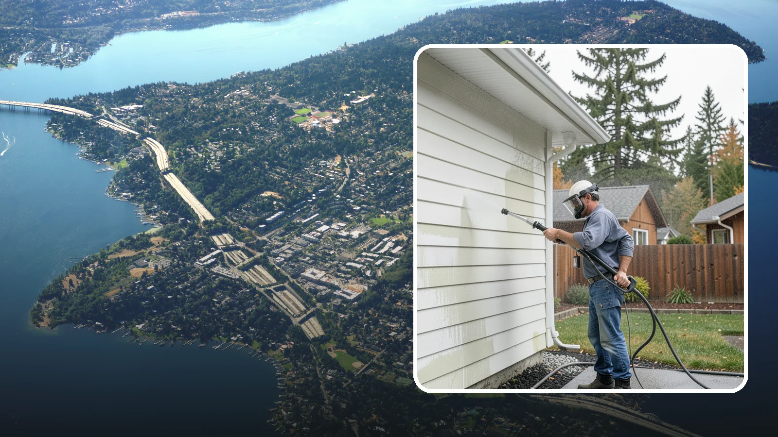 Biannual House Washing in Mercer Island, King County, WA - Biannual house washing cleans your home's exterior twice a year to stay ahead of the algae and film that build fast in a wet...