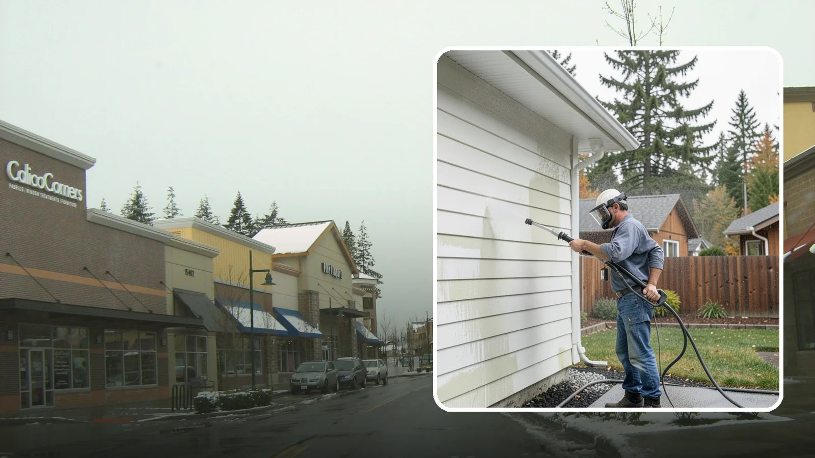 Biannual House Washing in Mill Creek, Snohomish County, WA - Biannual house washing cleans your home's exterior twice a year to stay ahead of the algae and film that build fast in a wet...