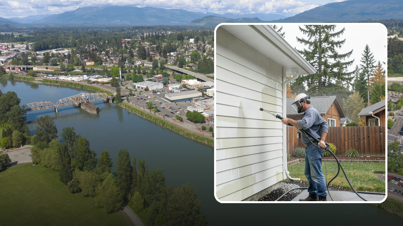 Biannual House Washing in Mount Vernon, Skagit County, WA - Biannual house washing cleans your home's exterior twice a year to stay ahead of the algae and film that build fast in a wet...