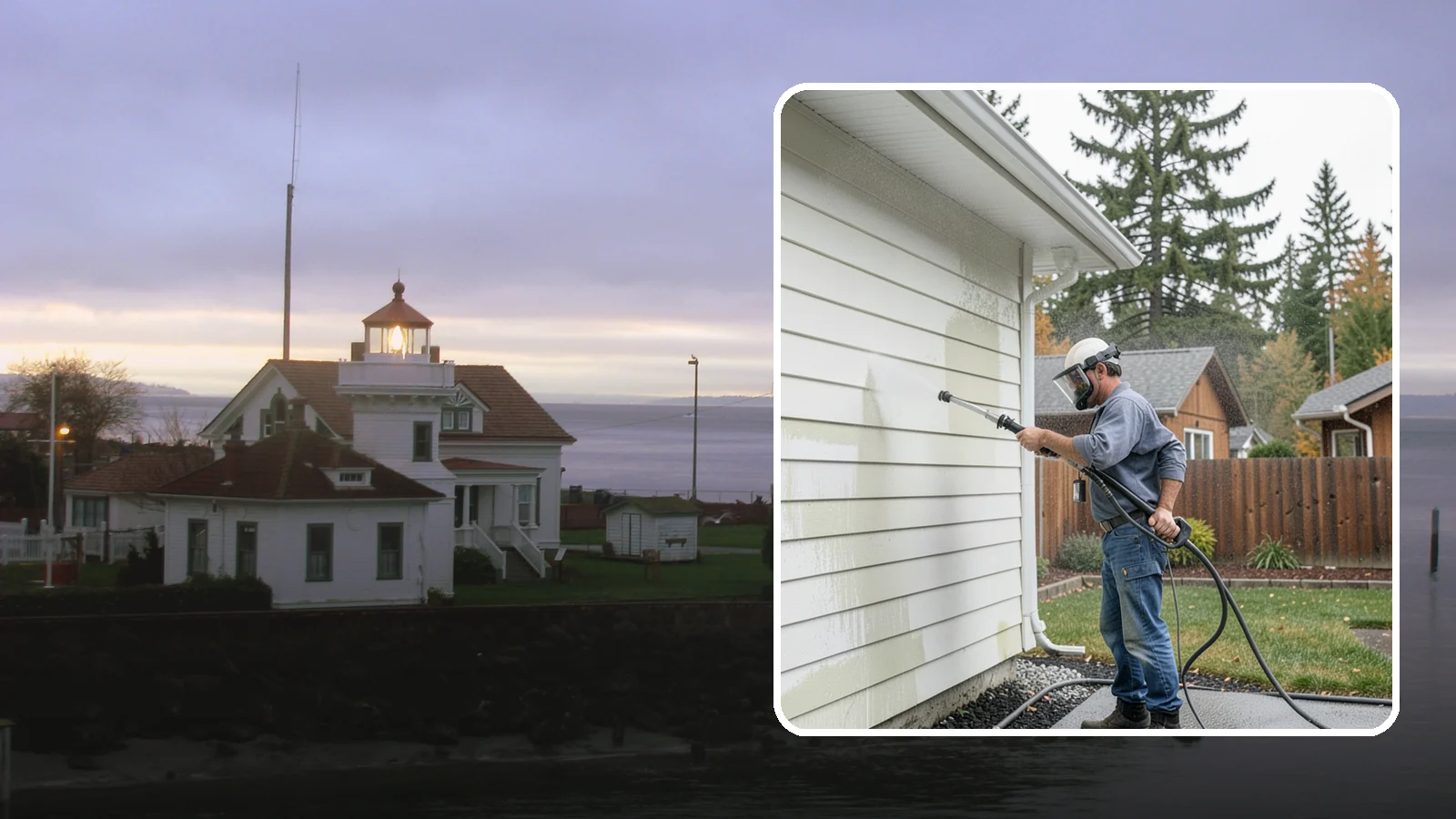 Biannual House Washing in Mukilteo, Snohomish County, WA - Biannual house washing cleans your home's exterior twice a year to stay ahead of the algae and film that build fast in a wet...