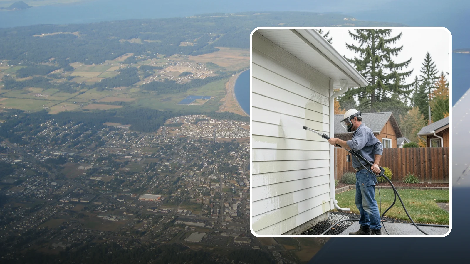Biannual House Washing in Oak Harbor, Island County, WA - Biannual house washing cleans your home's exterior twice a year to stay ahead of the algae and film that build fast in a wet...