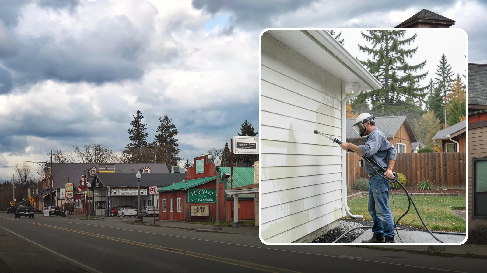 Biannual House Washing in Roy, Pierce County, WA - Biannual house washing cleans your home's exterior twice a year to stay ahead of the algae and film that build fast in a wet...