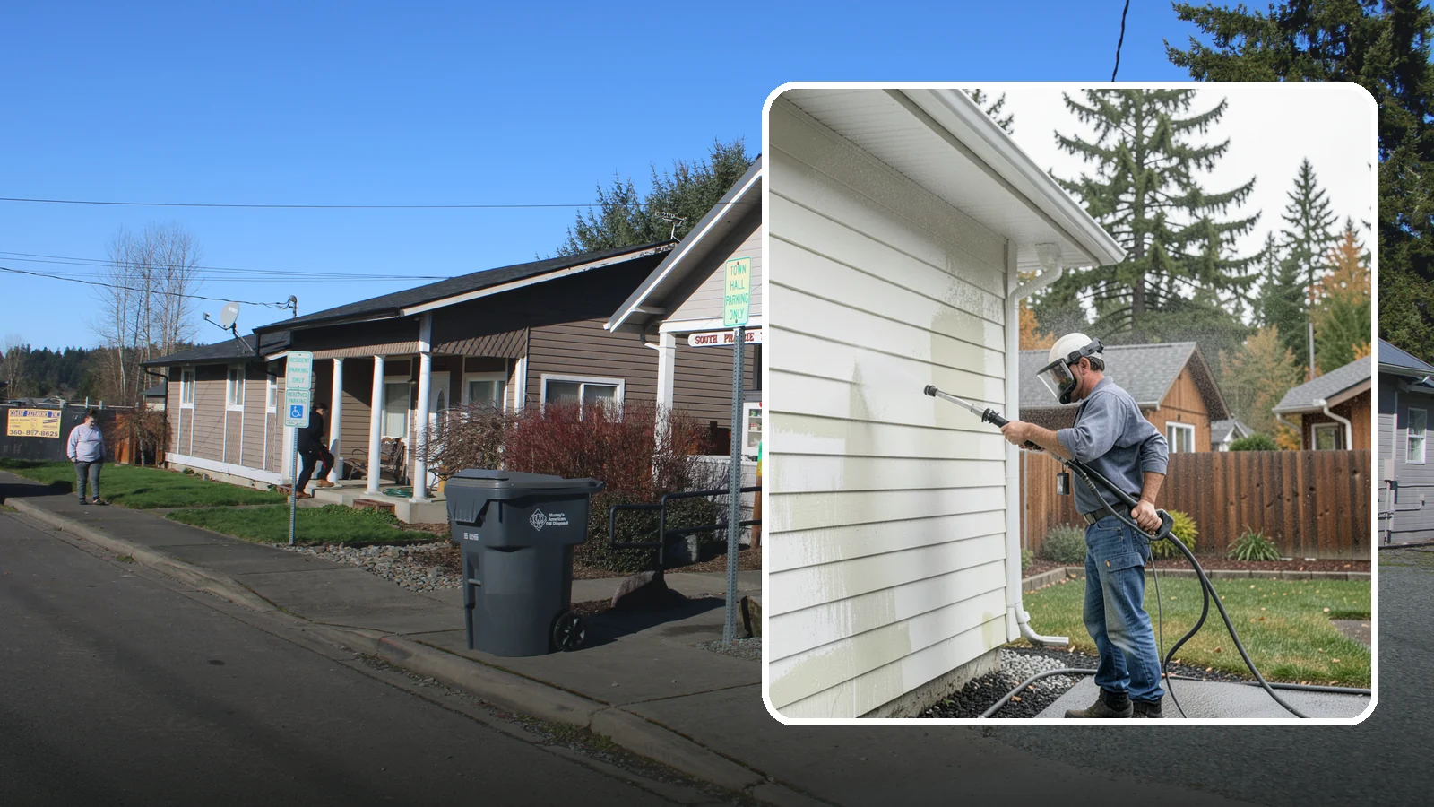 Biannual House Washing in South Prairie, Pierce County, WA - Biannual house washing cleans your home's exterior twice a year to stay ahead of the algae and film that build fast in a wet...