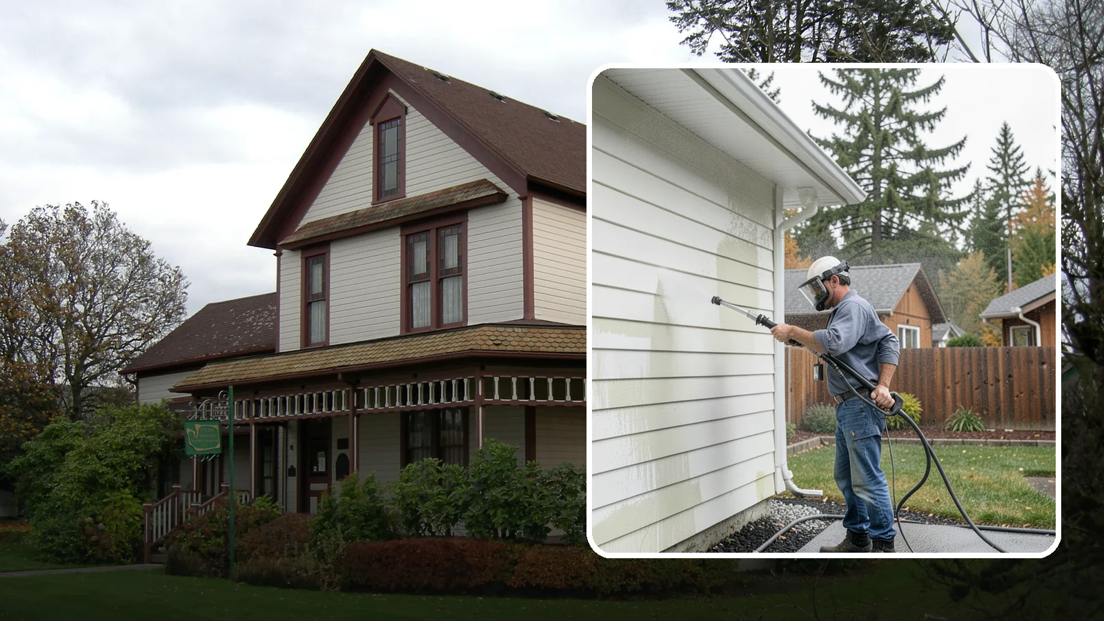 Biannual House Washing in Sumner, Pierce County, WA - Biannual house washing cleans your home's exterior twice a year to stay ahead of the algae and film that build fast in a wet...