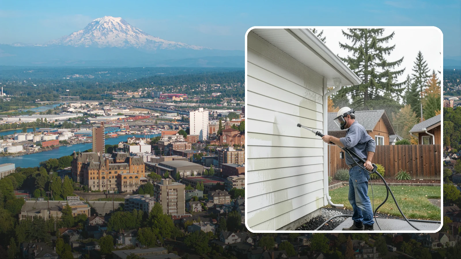 Biannual House Washing in Tacoma, Pierce County, WA - Biannual house washing cleans your home's exterior twice a year to stay ahead of the algae and film that build fast in a wet...