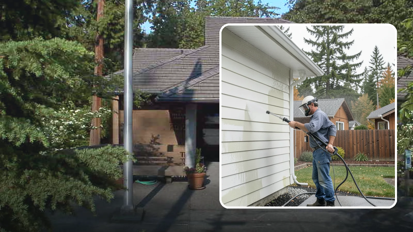 Biannual House Washing in Yarrow Point, King County, WA - Biannual house washing cleans your home's exterior twice a year to stay ahead of the algae and film that build fast in a wet...
