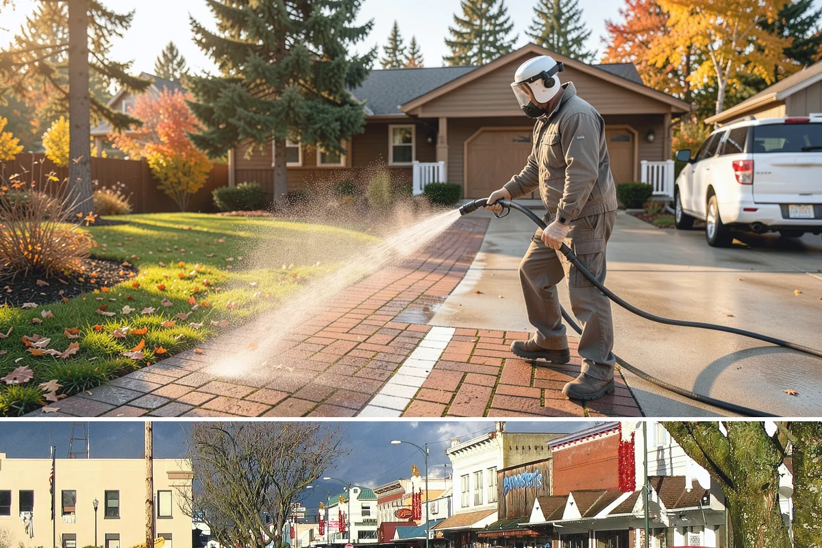 Biocide Application in Arlington, Snohomish County, WA - Most effective applied during the cool, wet seasons when algae and moss are actively growing across Northwest surfaces.