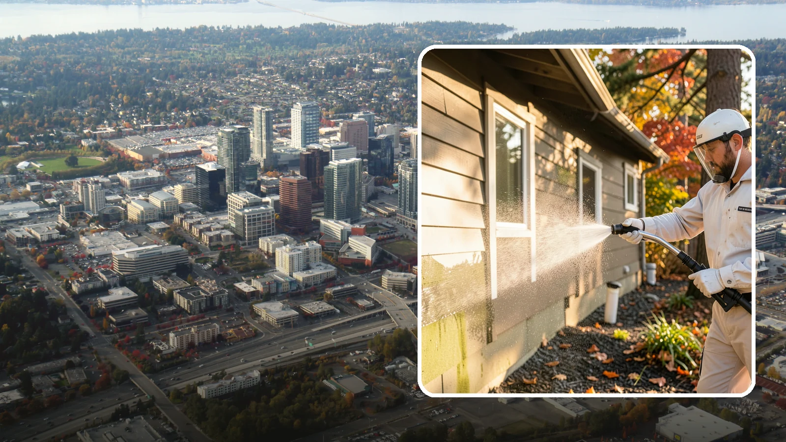 Biocide Application in Bellevue, King County, WA - Biocide application treats surfaces with a solution that kills the algae, mold, and moss spores driving recurring exterior growth.