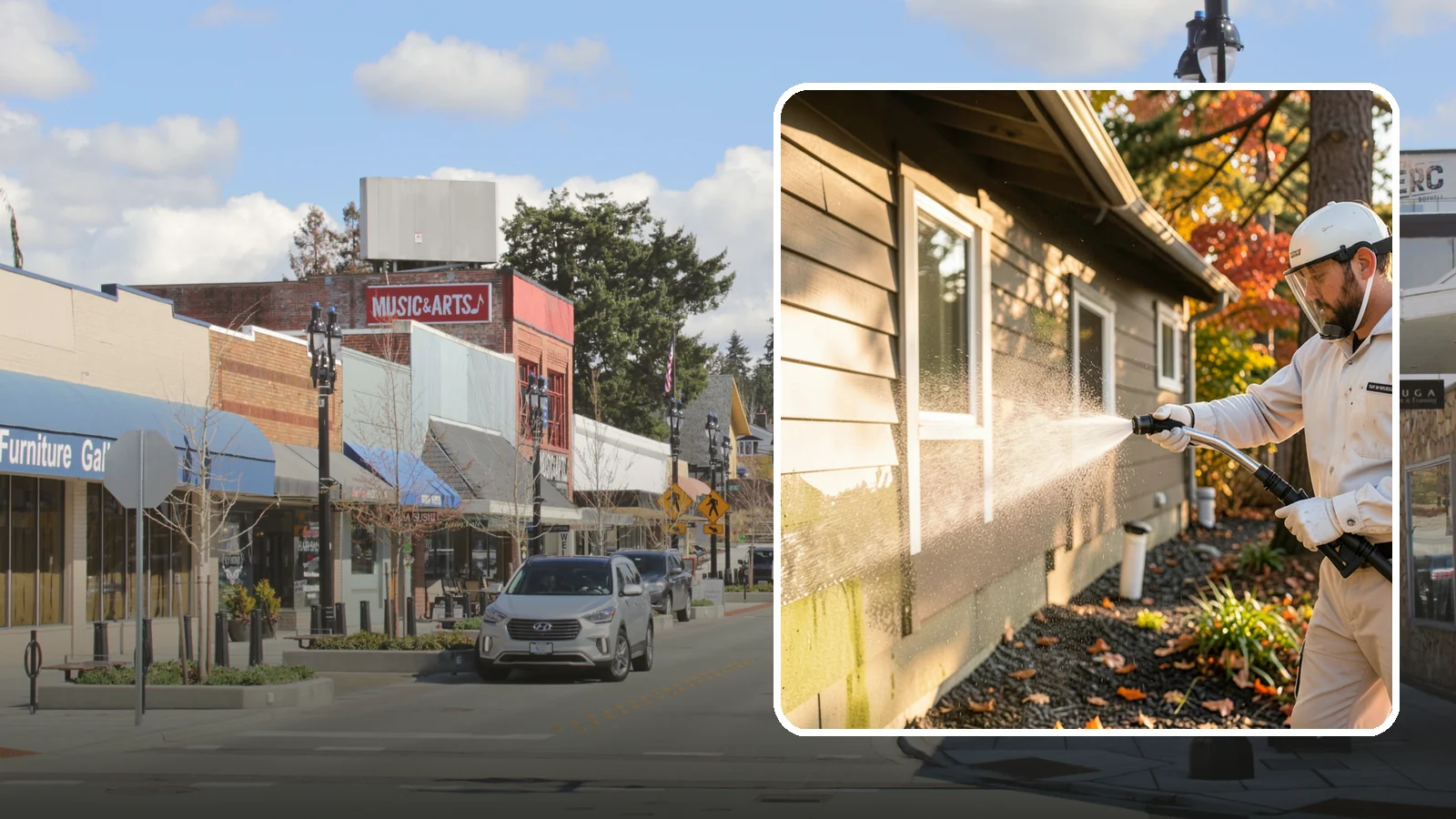 Biocide Application in Bothell, King County, WA - Biocide application treats surfaces with a solution that kills the algae, mold, and moss spores driving recurring exterior growth.