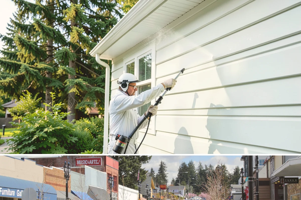 Biocide Application in Bothell, King County, WA - Most effective applied during the cool, wet seasons when algae and moss are actively growing across Northwest surfaces.