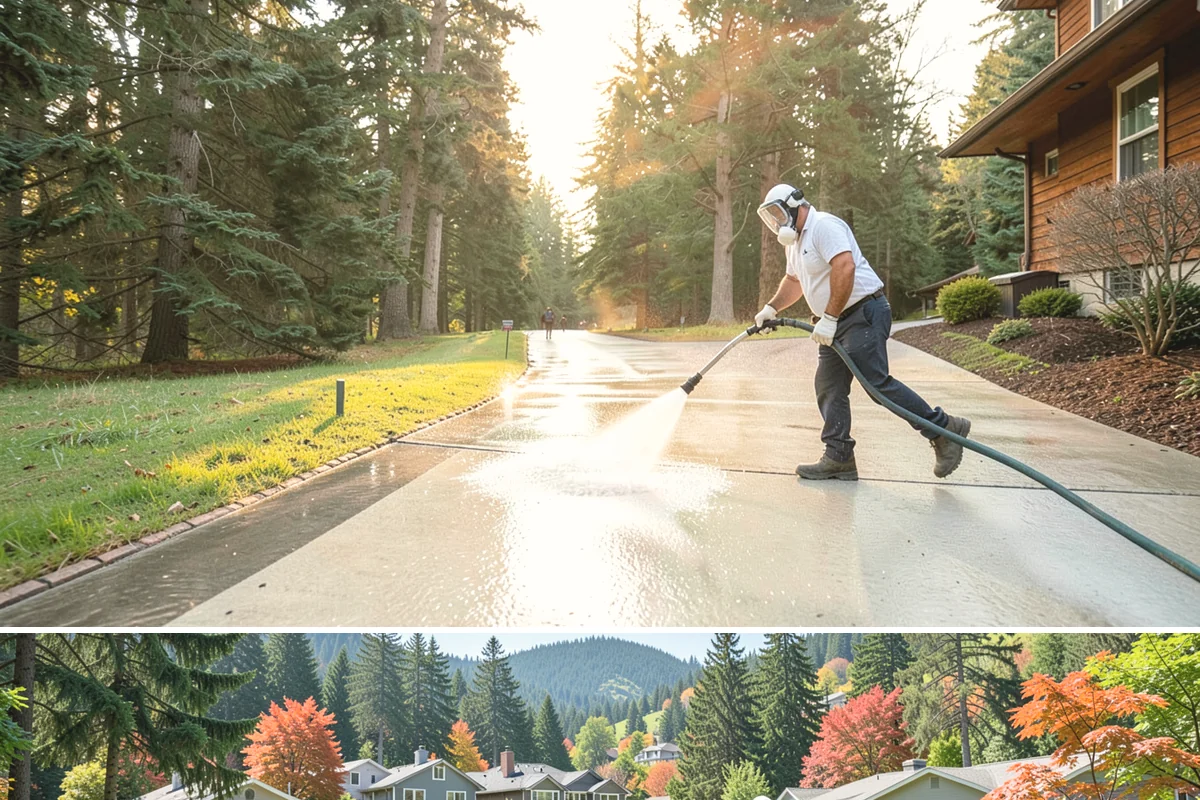 Biocide Application in Fircrest, Pierce County, WA - Most effective applied during the cool, wet seasons when algae and moss are actively growing across Northwest surfaces.
