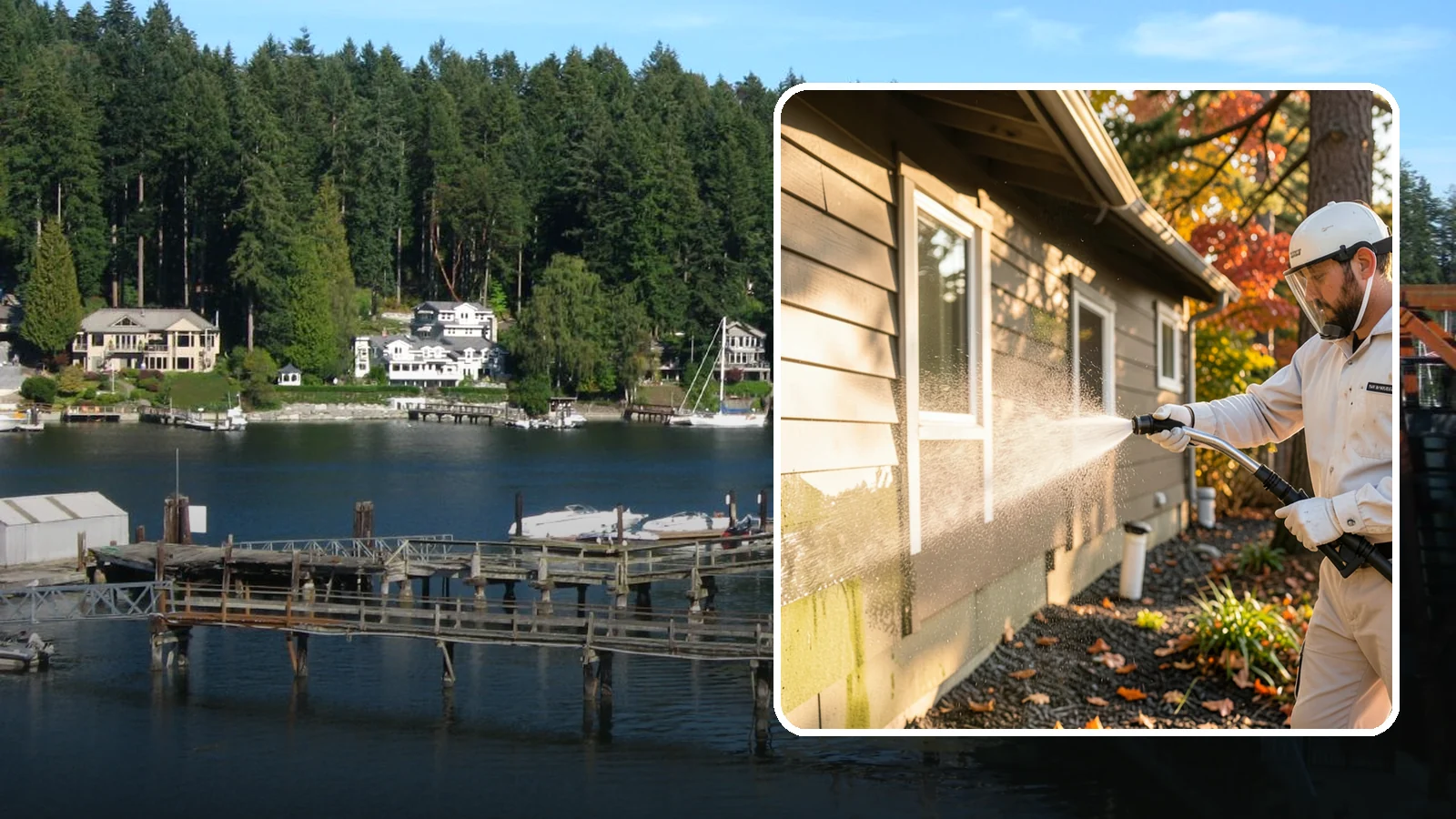 Biocide Application in Gig Harbor, Pierce County, WA - Biocide application treats surfaces with a solution that kills the algae, mold, and moss spores driving recurring exterior growth.
