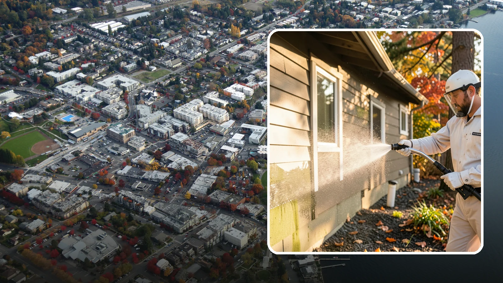 Biocide Application in Kirkland, King County, WA - Biocide application treats surfaces with a solution that kills the algae, mold, and moss spores driving recurring exterior growth.