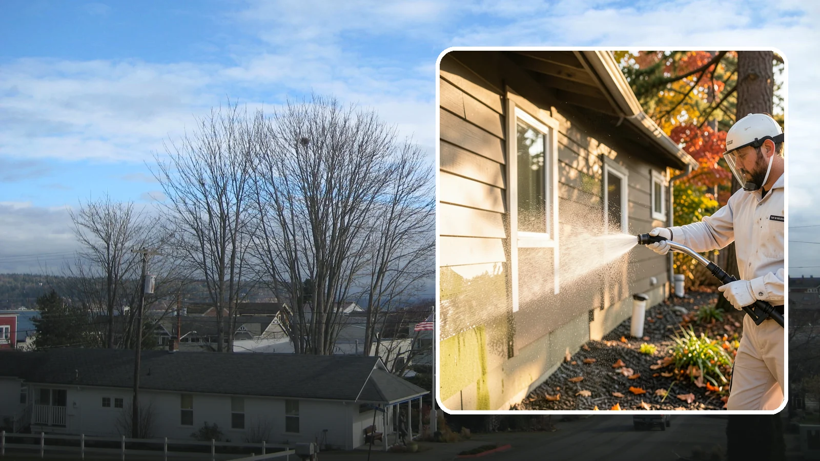 Biocide Application in Langley, Island County, WA - Biocide application treats surfaces with a solution that kills the algae, mold, and moss spores driving recurring exterior growth.