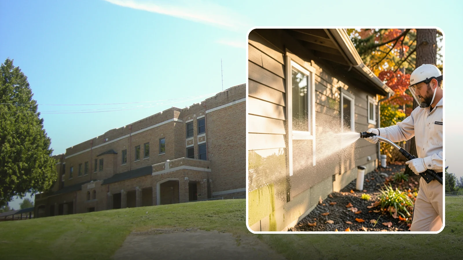 Biocide Application in Maple Valley, King County, WA - Biocide application treats surfaces with a solution that kills the algae, mold, and moss spores driving recurring exterior growth.