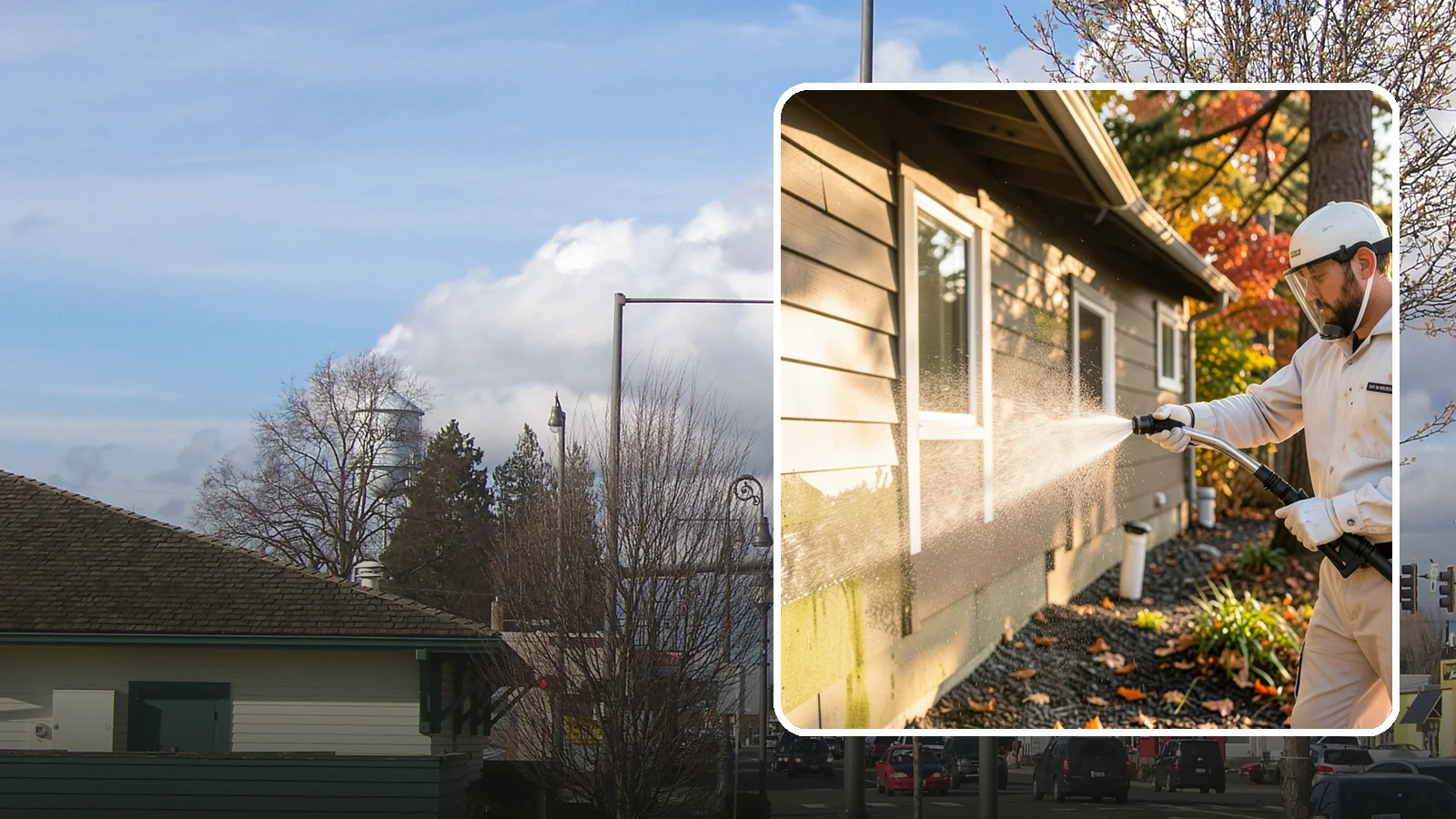 Biocide Application in Marysville, Snohomish County, WA - Biocide application treats surfaces with a solution that kills the algae, mold, and moss spores driving recurring exterior growth.