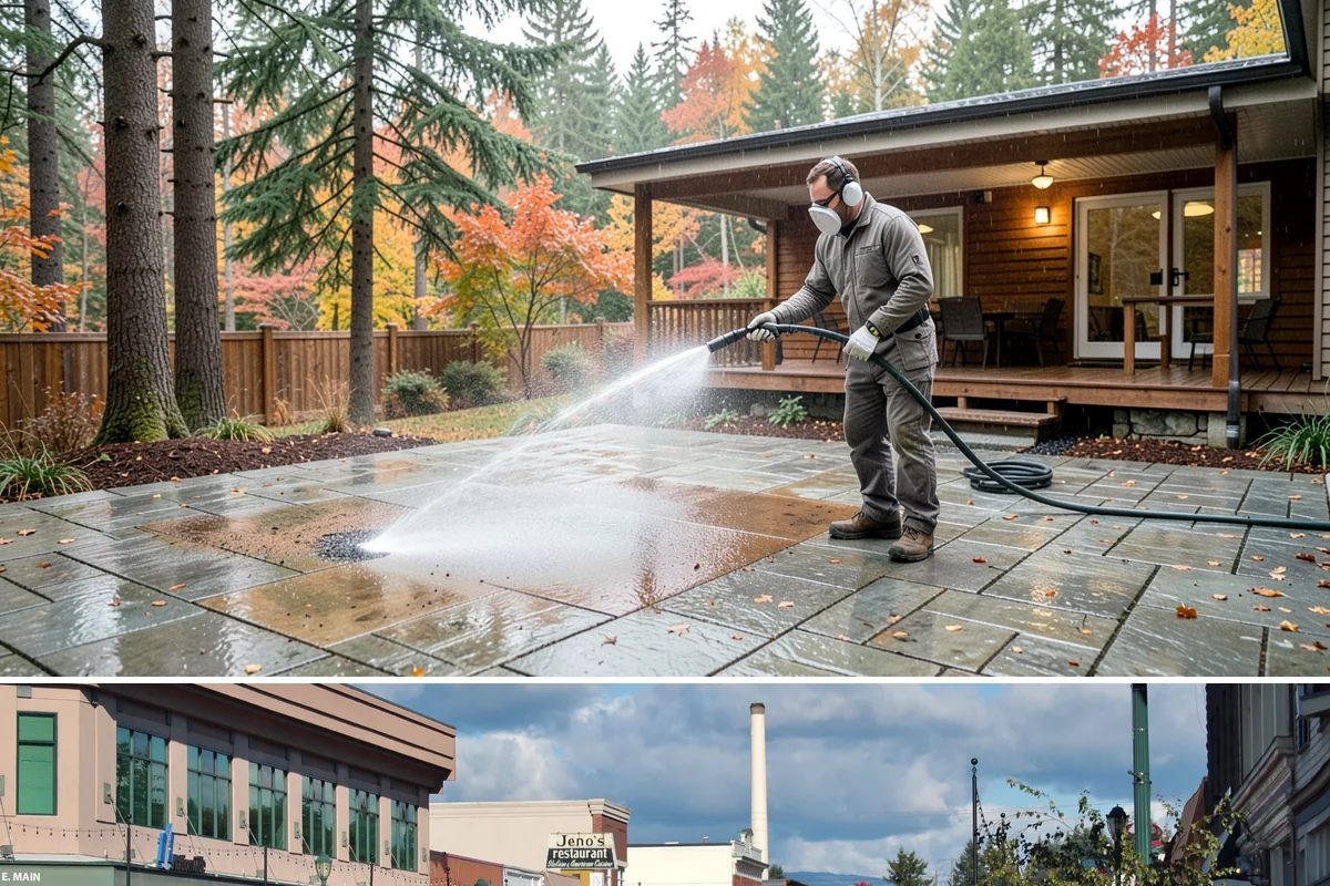 Biocide Application in Monroe, Snohomish County, WA - Most effective applied during the cool, wet seasons when algae and moss are actively growing across Northwest surfaces.