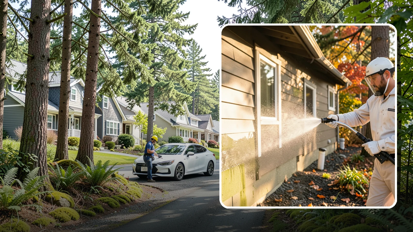 Biocide Application in Normandy Park, King County, WA - Biocide application treats surfaces with a solution that kills the algae, mold, and moss spores driving recurring exterior growth.