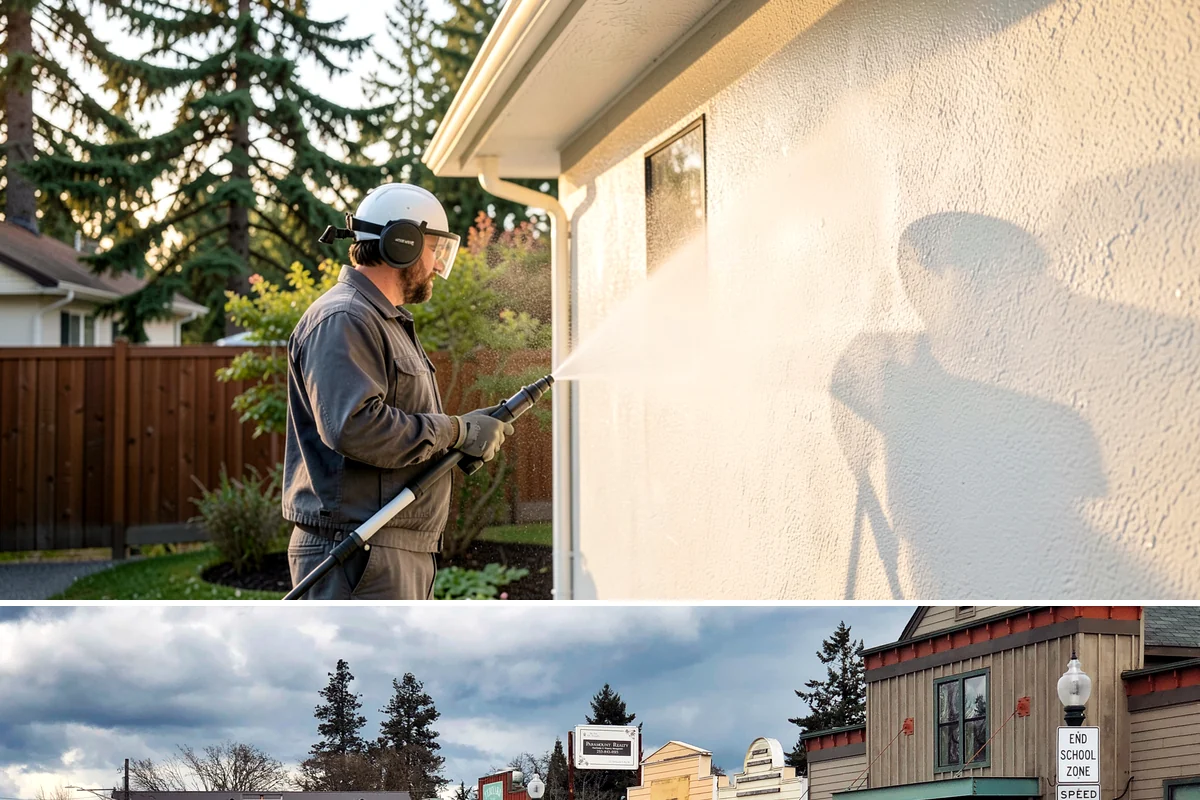 Biocide Application in Roy, Pierce County, WA - Most effective applied during the cool, wet seasons when algae and moss are actively growing across Northwest surfaces.