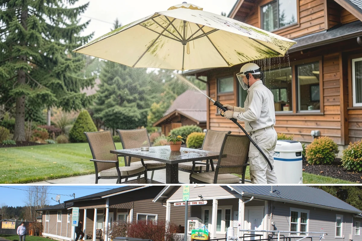 Biocide Application in South Prairie, Pierce County, WA - Most effective applied during the cool, wet seasons when algae and moss are actively growing across Northwest surfaces.