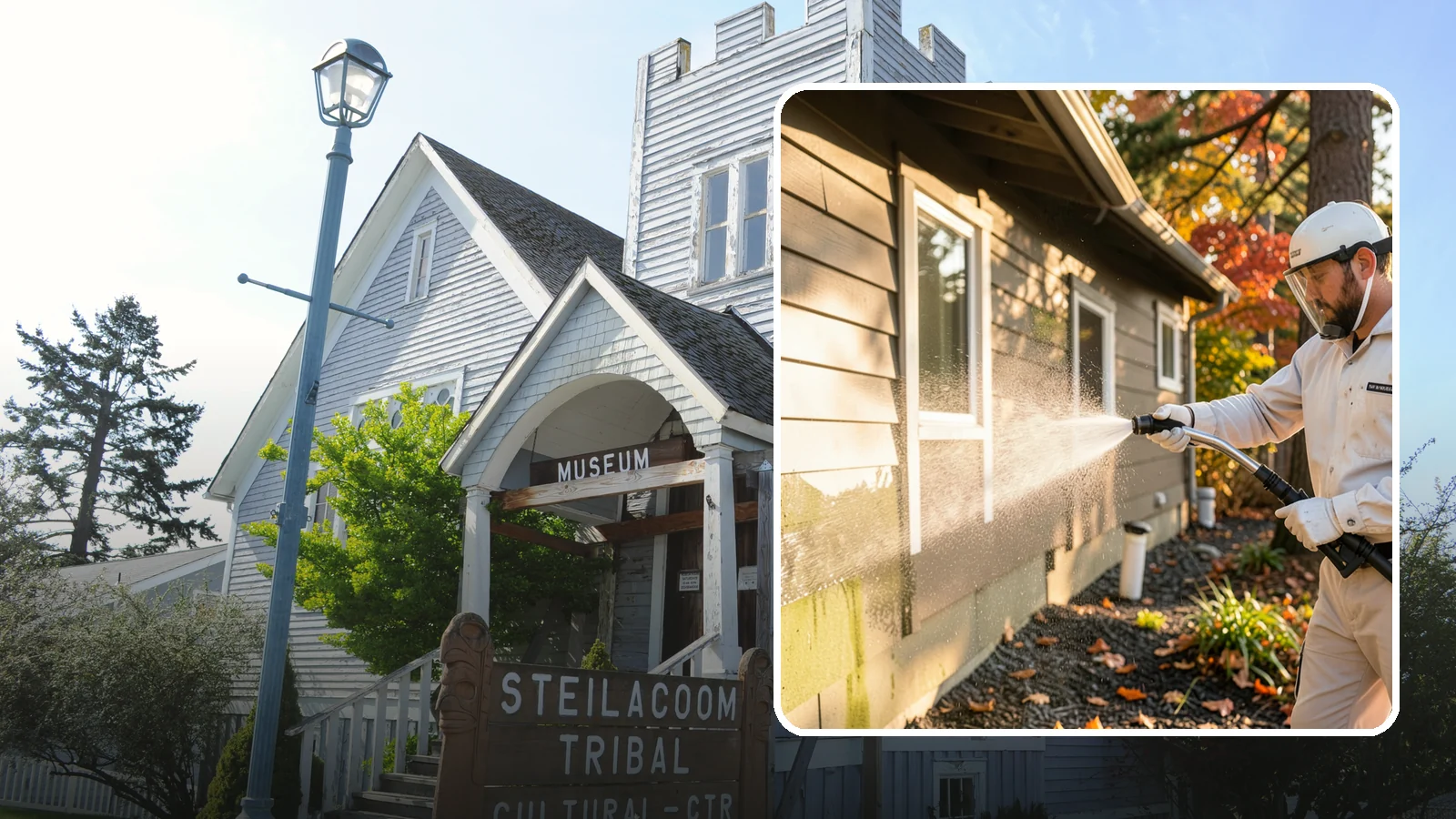 Biocide Application in Steilacoom, Pierce County, WA - Biocide application treats surfaces with a solution that kills the algae, mold, and moss spores driving recurring exterior growth.