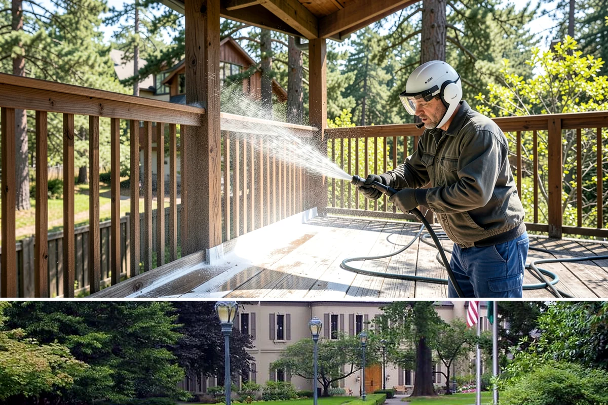 Biocide Application in Woodinville, King County, WA - Most effective applied during the cool, wet seasons when algae and moss are actively growing across Northwest surfaces.
