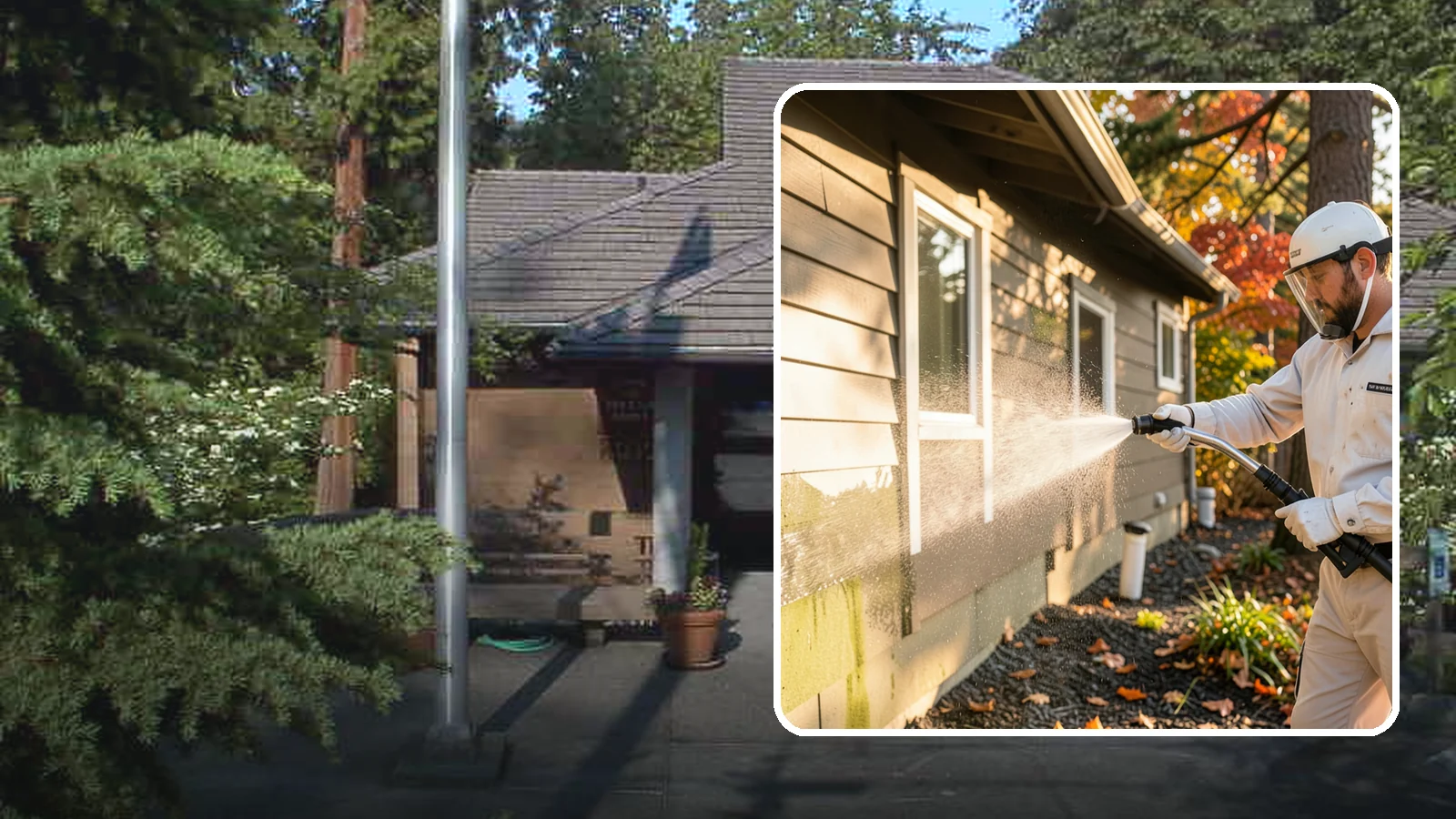 Biocide Application in Yarrow Point, King County, WA - Biocide application treats surfaces with a solution that kills the algae, mold, and moss spores driving recurring exterior growth.