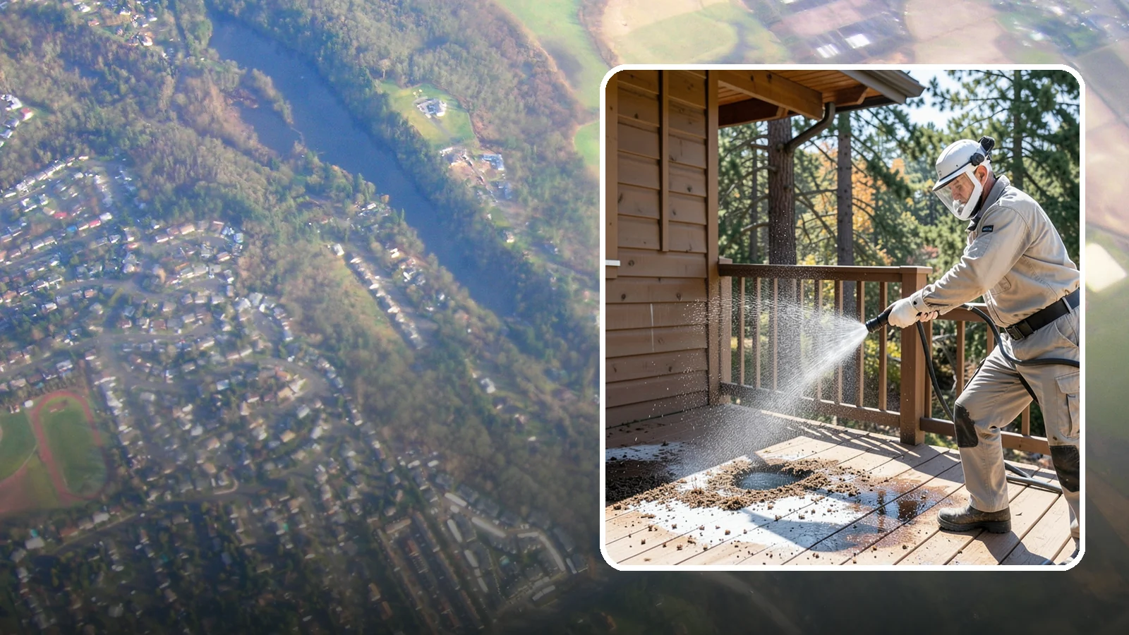 Bird Dropping Removal in Algona, King County, WA - Sanitizing removal of bird droppings and the staining and odor they leave on decks, railings, and structures.