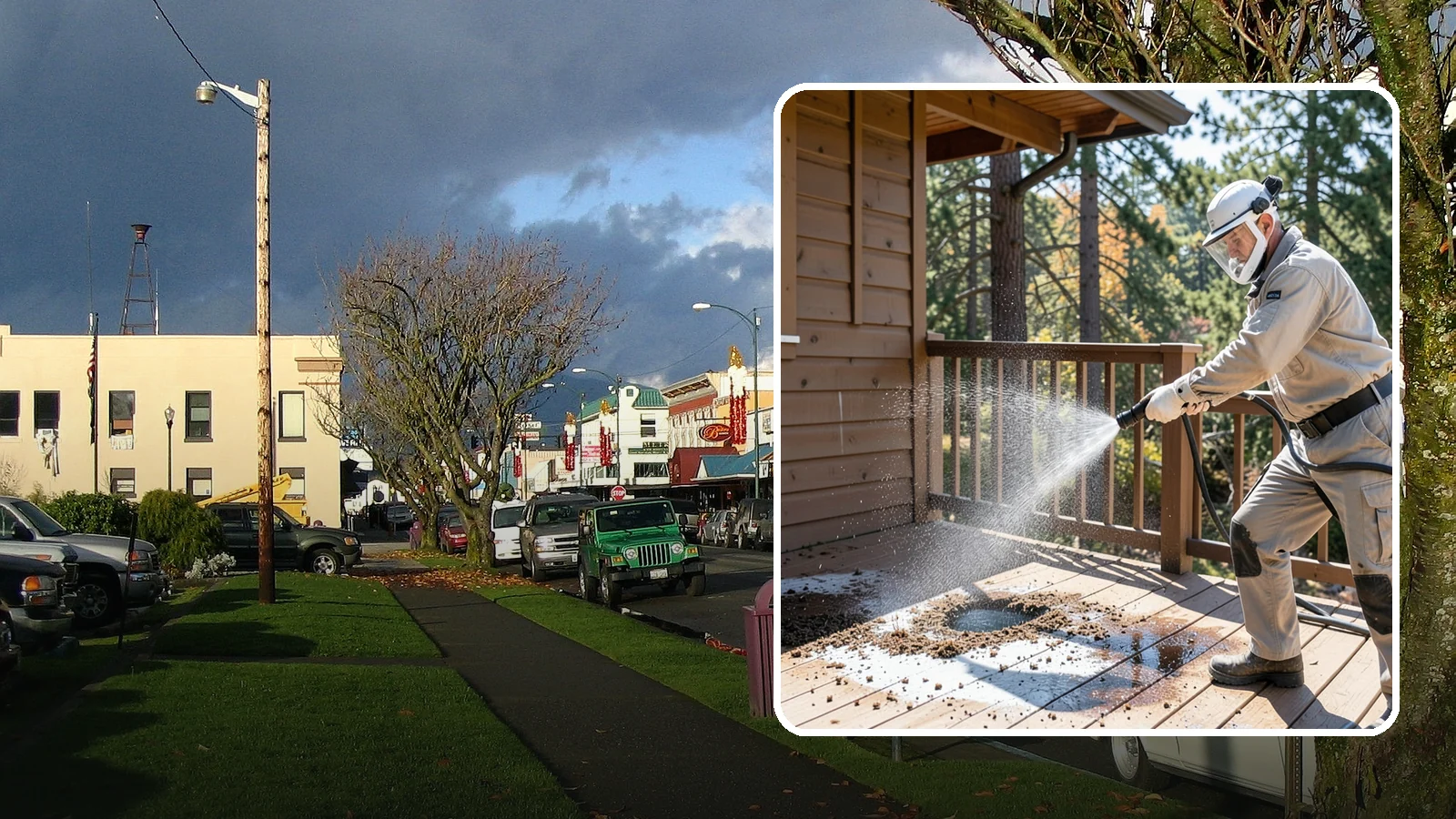 Bird Dropping Removal in Arlington, Snohomish County, WA - Sanitizing removal of bird droppings and the staining and odor they leave on decks, railings, and structures.