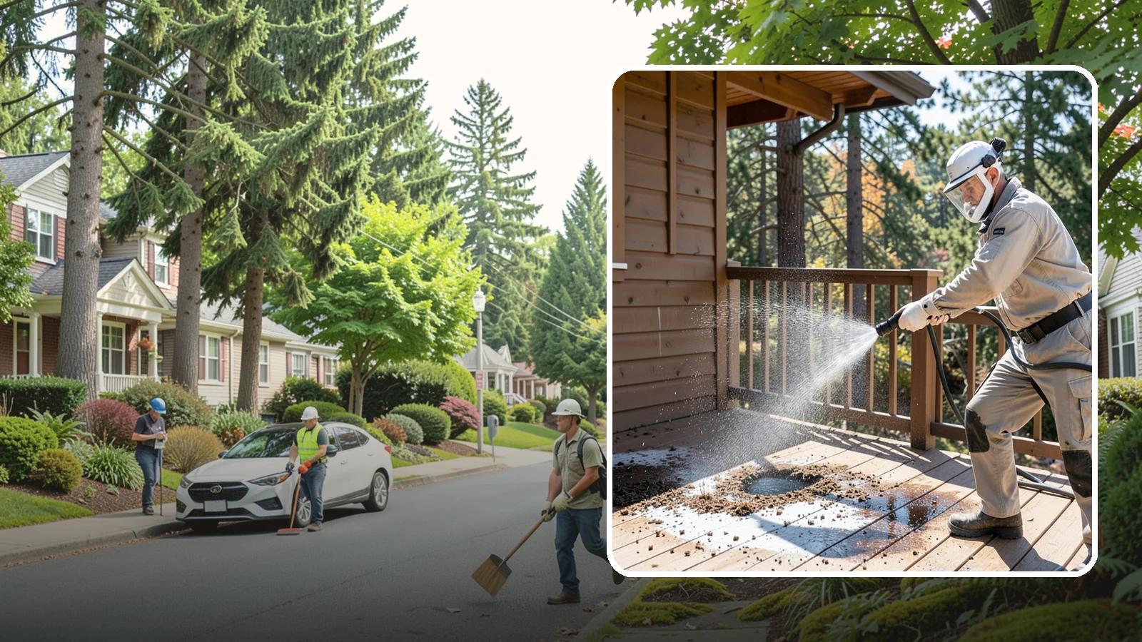 Bird Dropping Removal in Beaux Arts Village, King County, WA - Sanitizing removal of bird droppings and the staining and odor they leave on decks, railings, and structures.
