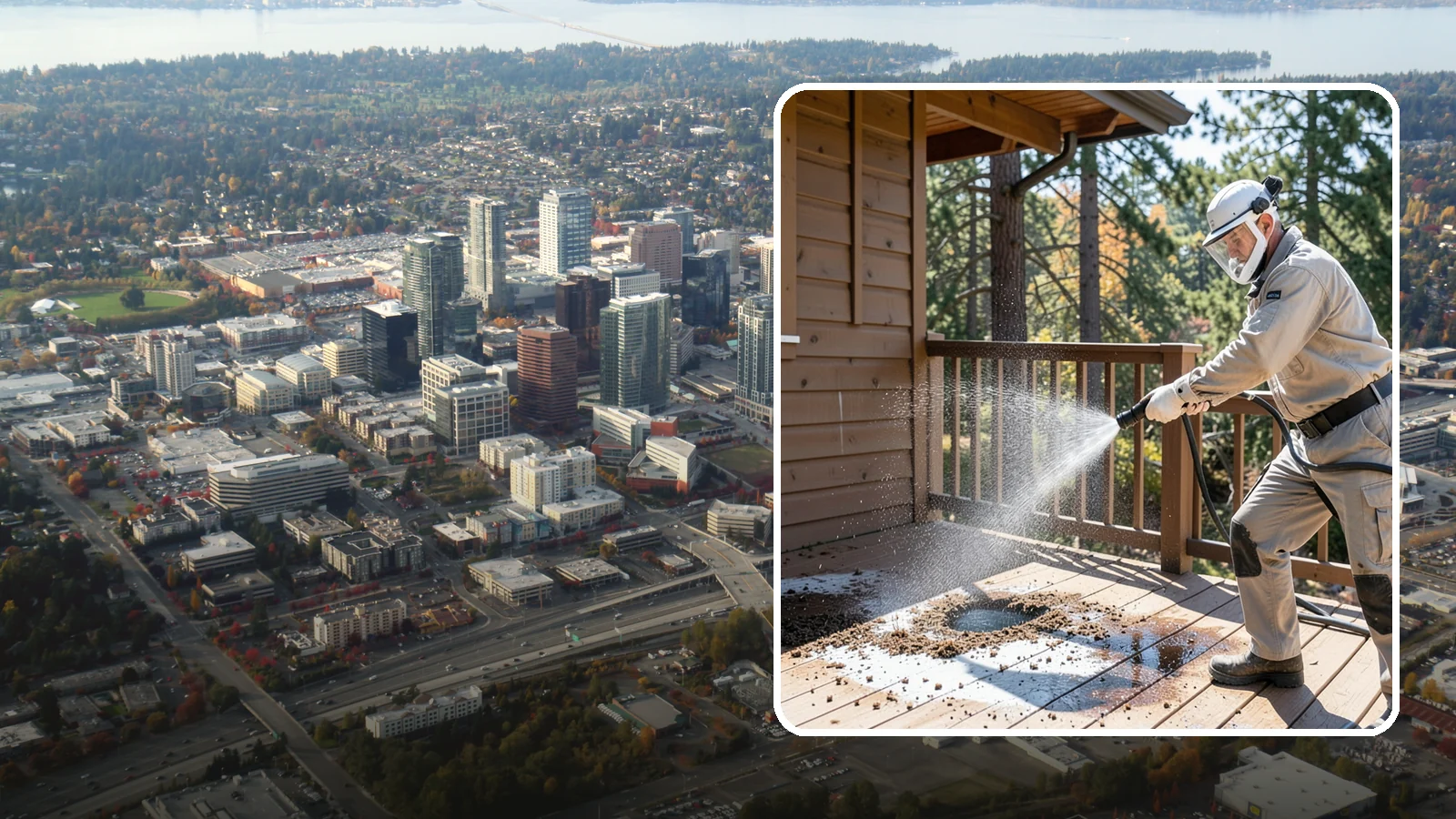 Bird Dropping Removal in Bellevue, King County, WA - Sanitizing removal of bird droppings and the staining and odor they leave on decks, railings, and structures.