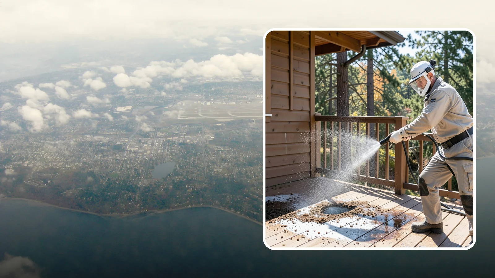 Bird Dropping Removal in Burien, King County, WA - Sanitizing removal of bird droppings and the staining and odor they leave on decks, railings, and structures.