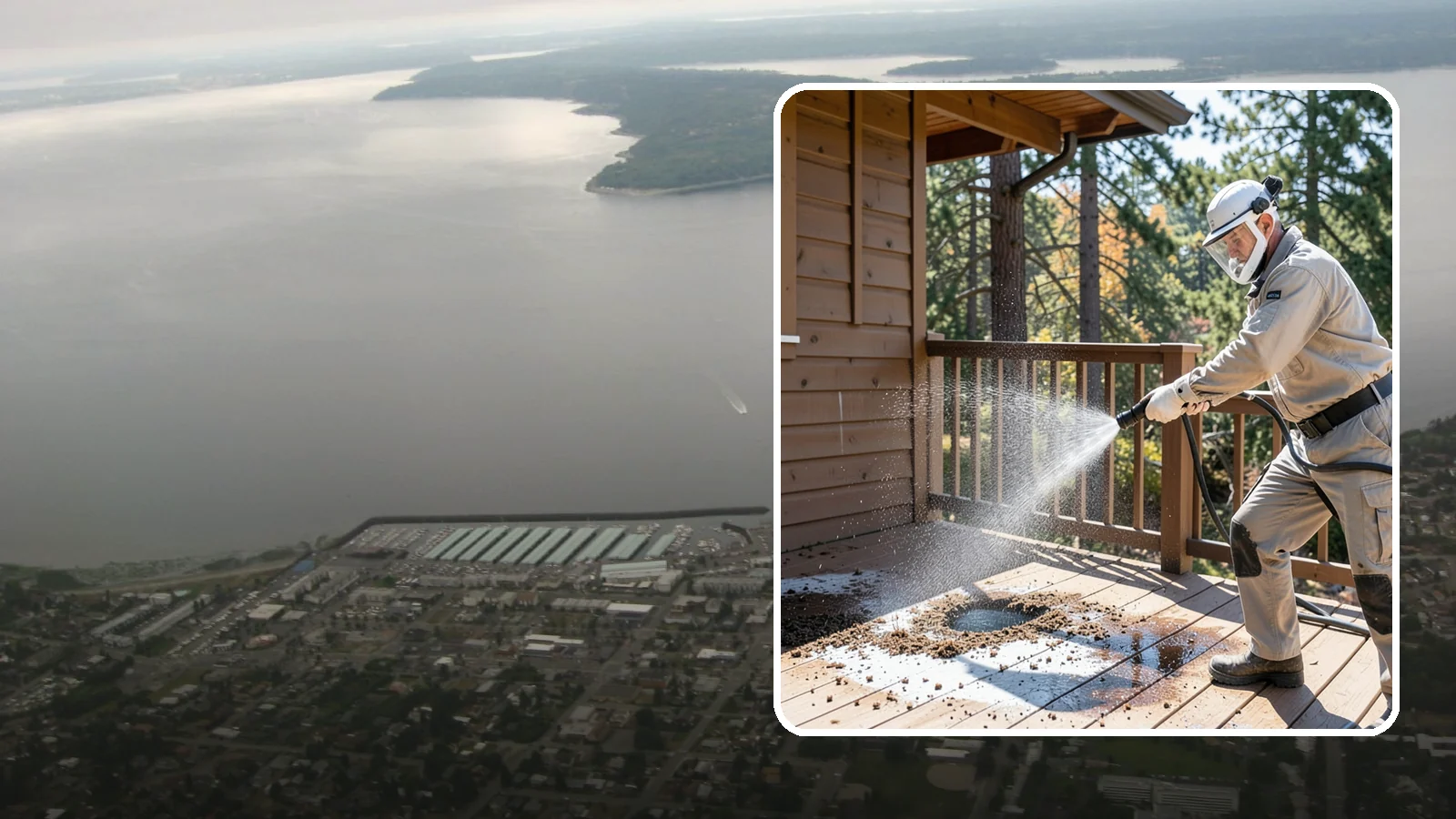 Bird Dropping Removal in Des Moines, King County, WA - Sanitizing removal of bird droppings and the staining and odor they leave on decks, railings, and structures.