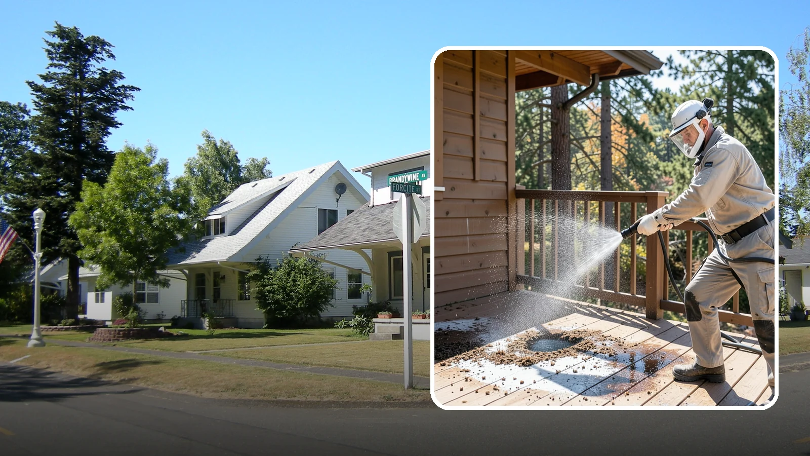 Bird Dropping Removal in DuPont, Pierce County, WA - Sanitizing removal of bird droppings and the staining and odor they leave on decks, railings, and structures.