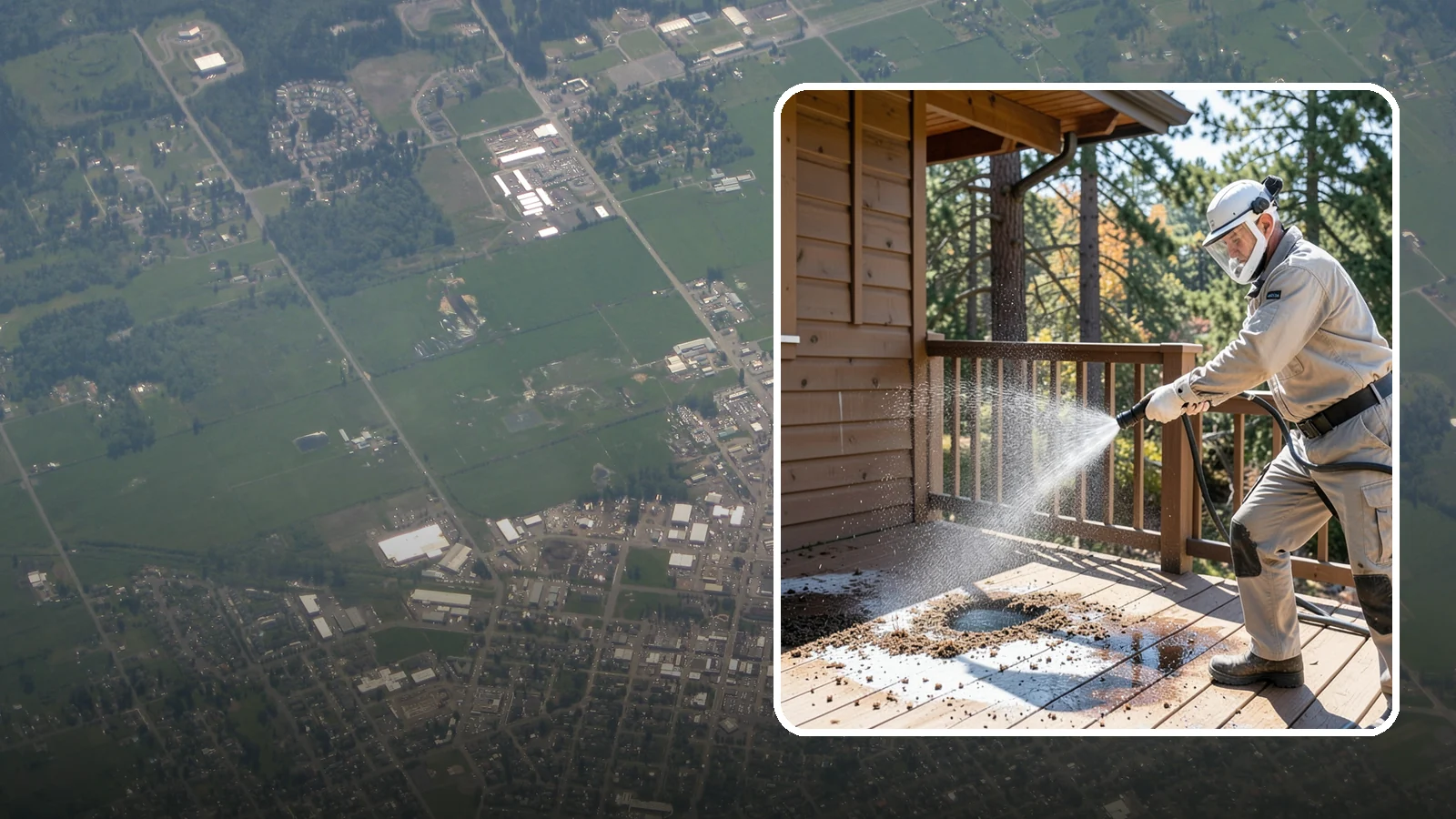 Bird Dropping Removal in Enumclaw, King County, WA - Sanitizing removal of bird droppings and the staining and odor they leave on decks, railings, and structures.