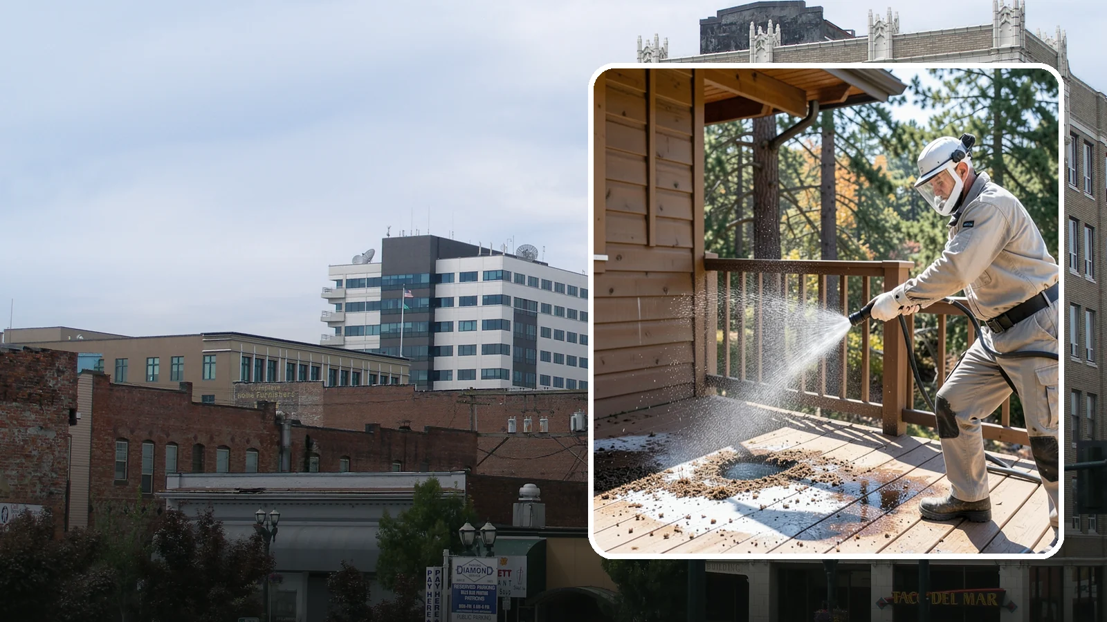 Bird Dropping Removal in Everett, Snohomish County, WA - Sanitizing removal of bird droppings and the staining and odor they leave on decks, railings, and structures.